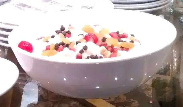 Fruit dessert bowl on the dinner table